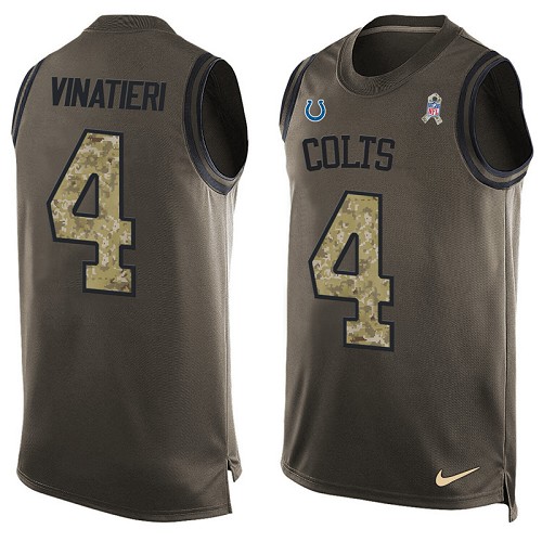 Men's Limited Adam Vinatieri Nike Jersey Green - #4 Salute to Service Tank Top NFL Indianapolis Colts